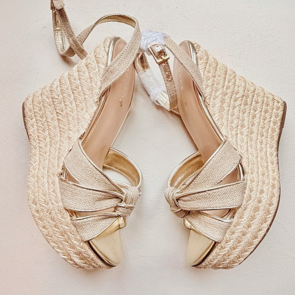 BAMBOO Strappy Knotted Espadrille Platform Wedge